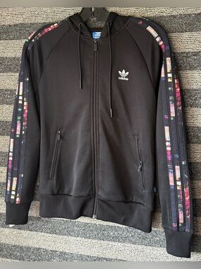 2014 Adidas Women’s Black Full Zip Hooded Track Jacket Small EUC